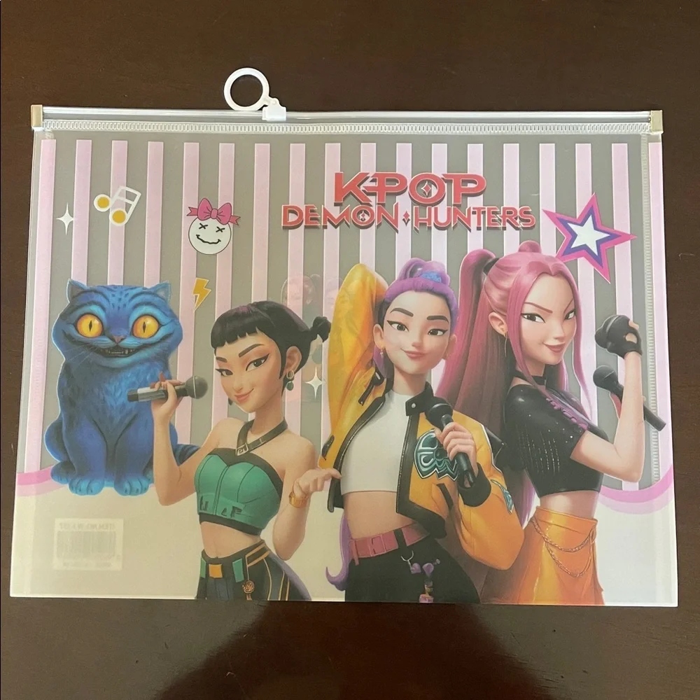 K-pop demon hunters Themed large Transparent Pouches folders new 4 plastic vinyl